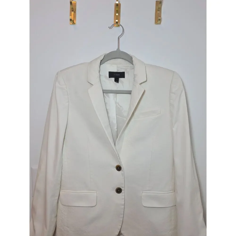 J. Crew Women's Blazer Size 4 Cream Career Suit Jacket Textured Work Office